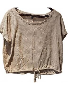 Express cropped tie short sleeve waffle knit shirt size S